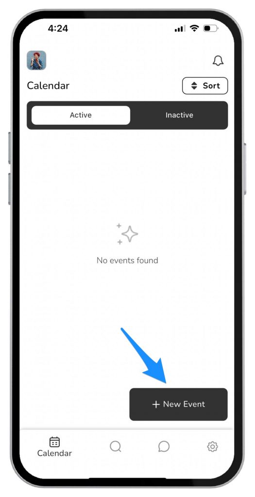 How to create a new event in the Cheezoo app